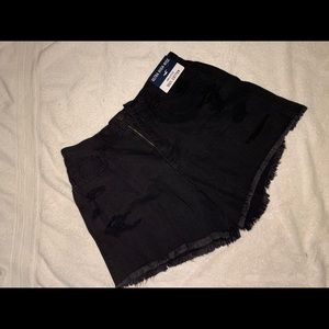 Black denim shorts